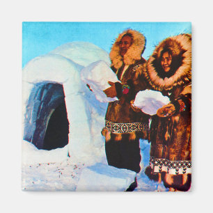 Aimant Vintage USA Alaska igloo builders