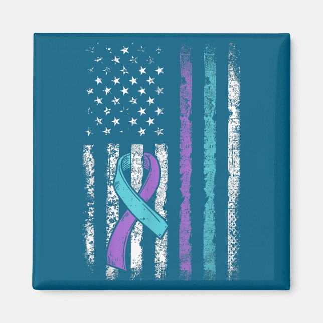 Aimant Vintage Usa American Flag Suicide Prevention Aware (Devant)