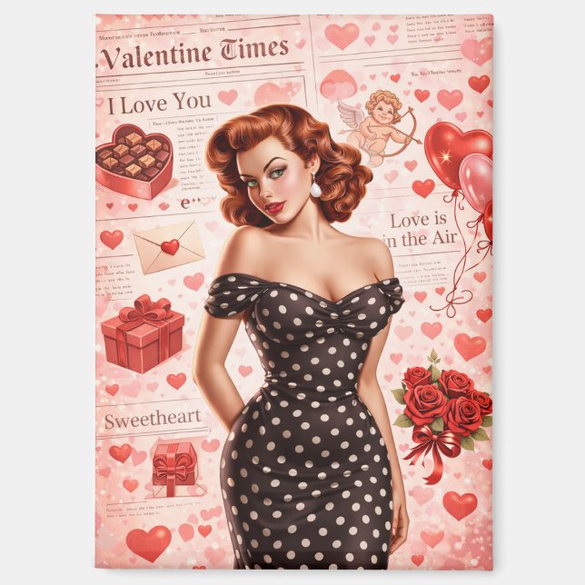 Aimant Vintage Valentine Pin-Up Girl (Recto)