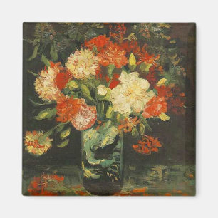 Aimant Vintage Van Gogh Fleurs Vase rouge avec oeillets