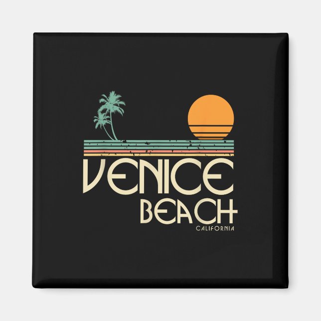 Aimant Vintage Venice Beach California Sunset Palmes (Devant)