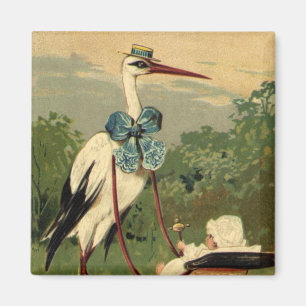 Aimant Vintage Victorian Stork and Baby Carrie