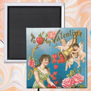 Aimant Vintage Victorian Valentine's Day Angels avec fill