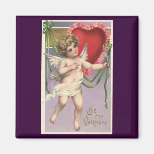 Aimant Vintage Victorian Valentine's Day Cupid with Heart