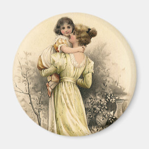 Aimant Vintage victorienne mère enfant fillette