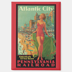 Aimant Vintage voyage, Atlantic City Resort Beach Blonde