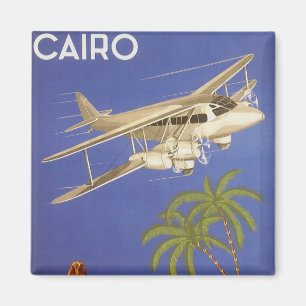 Aimant Vintage voyage au Caire, Égypte, Biplane Avion