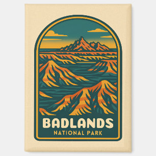 Aimant Vintage voyage Badlands National Park Rétro Pittor