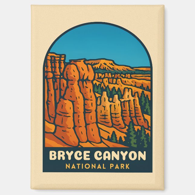 Aimant Vintage voyage Bryce Canyon National Park Rétro (Recto)
