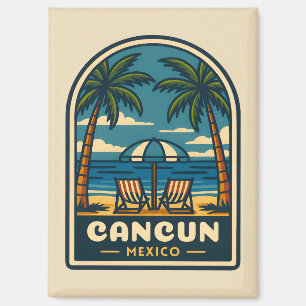 Aimant Vintage voyage Cancun Mexico Beach Retro de bord d