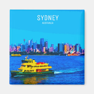 Aimant Vintage voyage d'art du port de Sydney