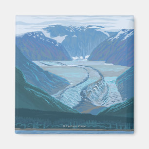Aimant Vintage voyage de scène de glacier d'AlaskaLarge