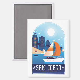 Aimant Vintage voyage élégant San Diego California