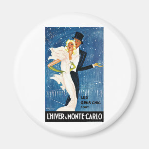 Aimant Vintage voyage, hiver Romance d'amour à Monte