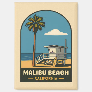 Aimant Vintage voyage Malibu Beach California Coast Retro