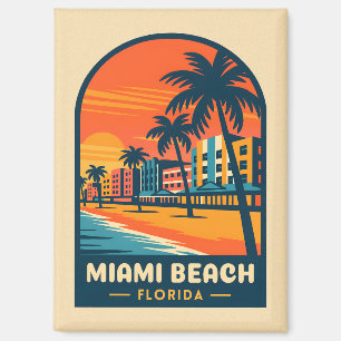Aimant Vintage voyage Miami Beach Floride Sunset Seaside