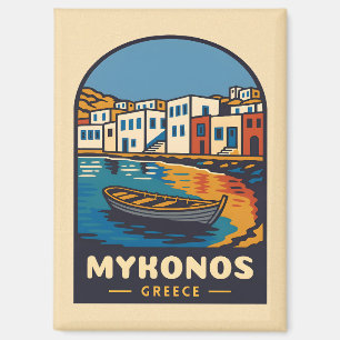 Aimant Vintage voyage Mykonos Grèce île Retro de bord de 