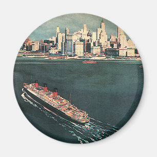 Aimant Vintage voyage par bateau de croisière à New York