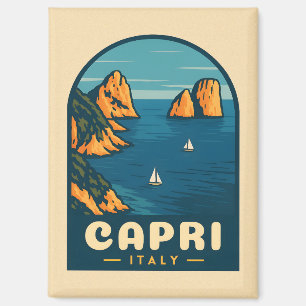 Aimant Vintage voyage rétro Capri Italie Côte Pittoresque