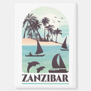 Aimant Vintage voyage rétro de Zanzibar Afrique