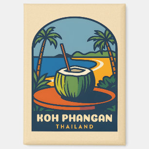 Aimant Vintage voyage rétro Koh Phangan Island Thaïlande