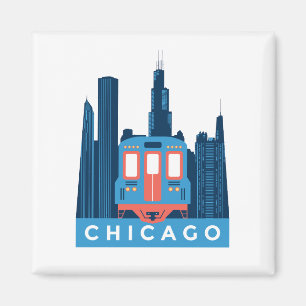 Aimant Vintage voyage Skyline de Chicago