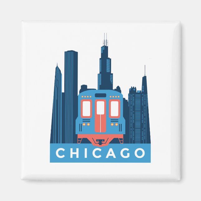 Aimant Vintage voyage Skyline de Chicago (Devant)