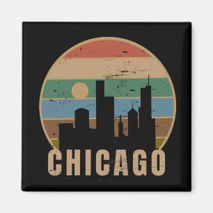 Aimant Vintage voyage Skyline Retro Chicago