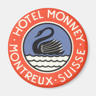 Aimant Vintage voyage, Swan Bird Hotel Monney Suisse