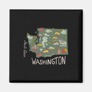 Aimant Vintage Washington État Évergreen Seattle Pacifiqu