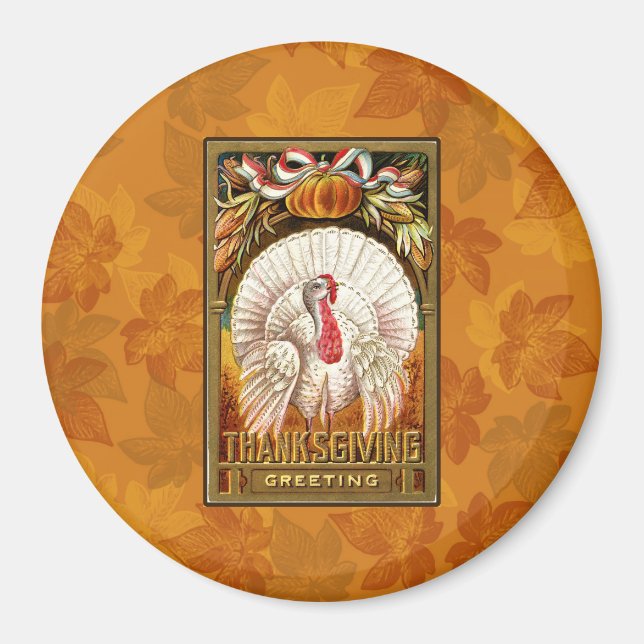 Aimant Vintage White Thanksgiving Turquie (Devant)