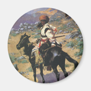 Aimant Vintage Wild West, un trappeur indien par Remingto