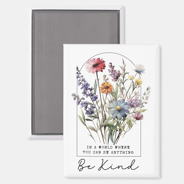 Aimant Vintage Wildflowers with Quote - Be Kind (Recto/Verso)