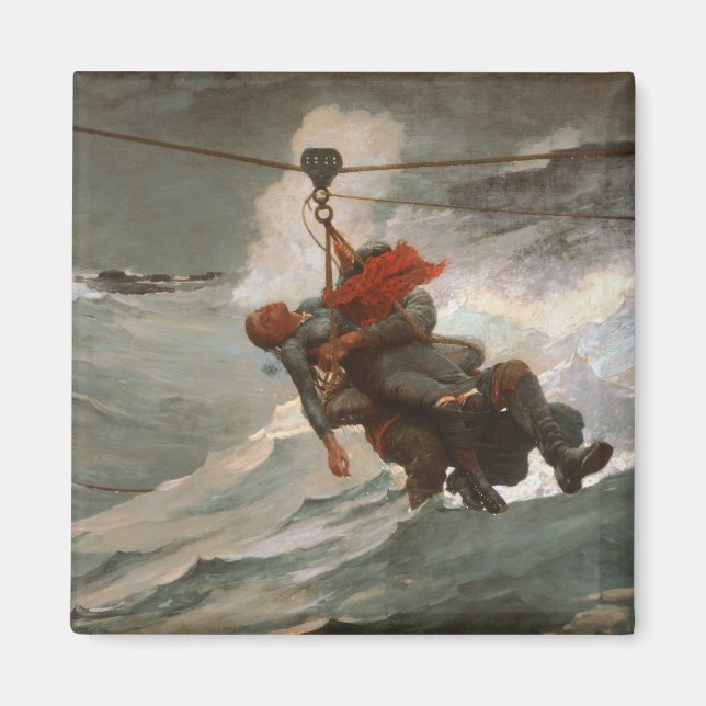 Aimant Vintage Winslow Homer La ligne de vie (Devant)