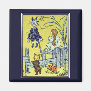 Aimant Vintage Wizard of Oz, Dorothy Toto Meet Scarecrow