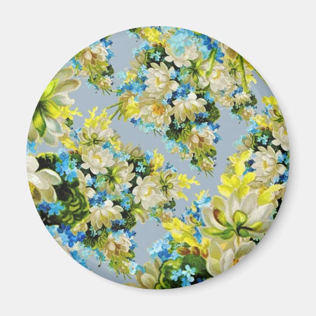 Aimant Vintage Yellow Flowers Floral Pattern (Devant)