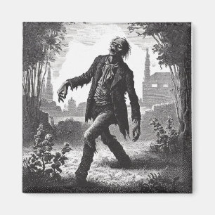Aimant Vintage Zombie Etching Horreur Éffrayant mort