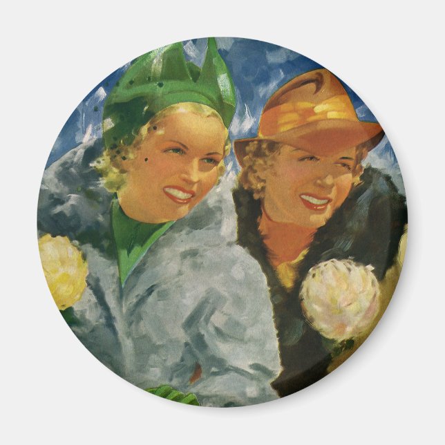 Aimant Vintages meilleurs amis ! Élégantes et élégantes f (Devant)