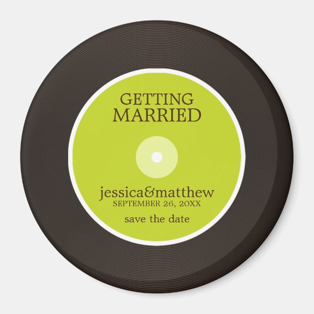 Aimant Vinyl Record Wedding Enregistrer la Date (Devant)