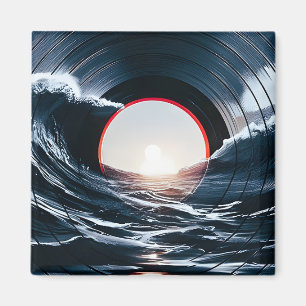 Aimant Vinyle Vintage Surf Wave Océan Musique Rétro