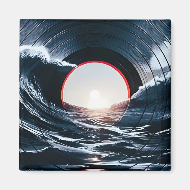 Aimant Vinyle Vintage Surf Wave Océan Musique Rétro (Devant)