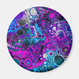 Aimant Violet, bleu moderne Abstrait Fluid Art Cellule de