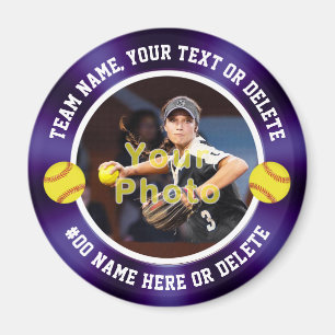 Aimant Violet et blanc, Softball Thème Party Faveurs