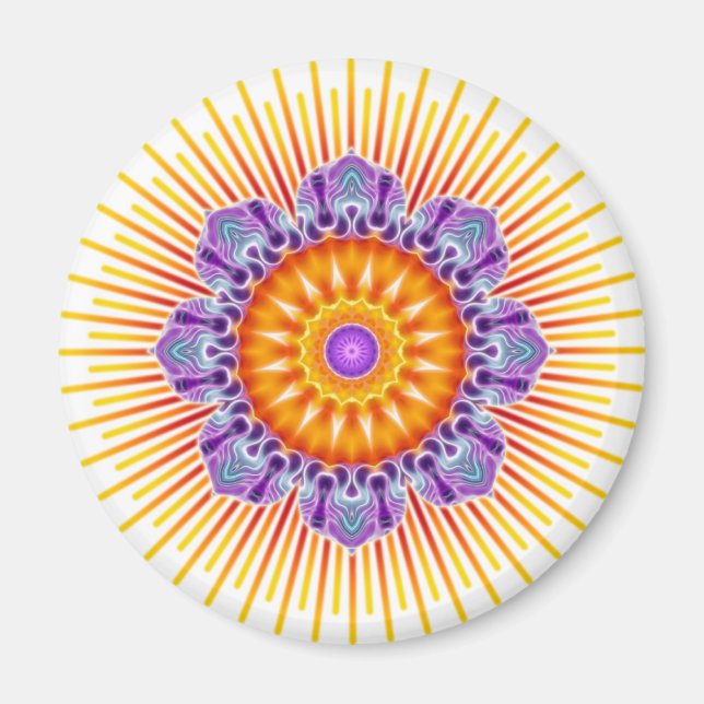 Aimant Violet jaune mandala (Devant)