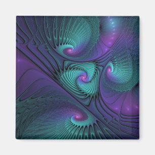 Aimant Violet Rencontre Turquoise Moderne Art Fractal Abs