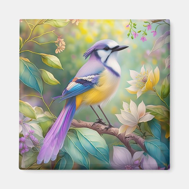 Aimant Violet Tufted Jay Imaginaire Bird (Devant)
