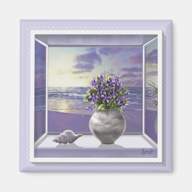 Aimant violettes dans un bocal de lune (Devant)