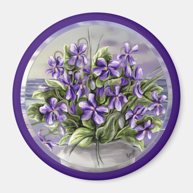 Aimant violettes dans un bocal de lune (Devant)