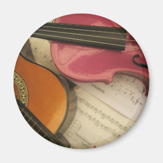 Aimant Violon et guitare rose