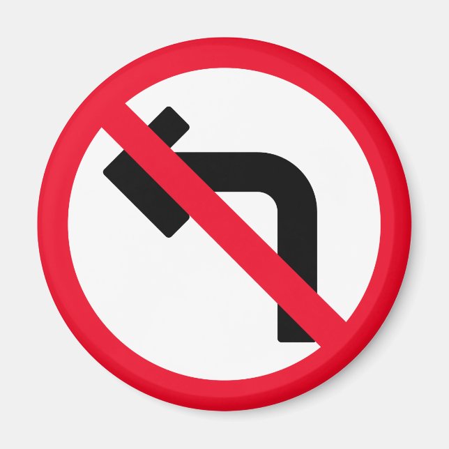 Aimant Virage à gauche interdit | Panneau Cercle rouge |  (Devant)